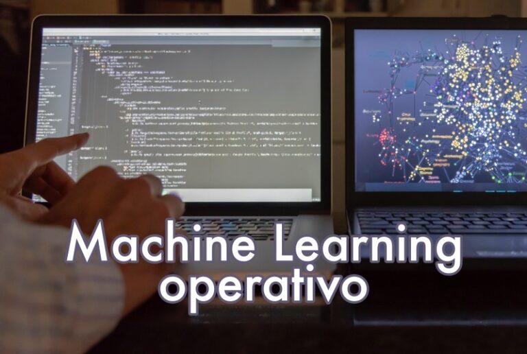 Machine Learning operativo nei processi aziendali: immagine che illustra in modo evocativo, da un lato, il codice tradizionale, dall'altro una rappresentazione grafica degli alcuni algoritmi di apprendimento automatico