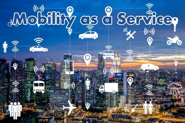 Immagine grafica che richiama un nuovo modo di vivere gli spazi urbani e di fruire dei servizi di mobilità: il MaaS, acronimo di Mobility as a Service, rappresenta un nuovo modello di business, basato su piattaforme digitali che integrano più servizi per gli utenti cambiando il paradigma della mobilità