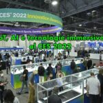 Immagine di uno dei padiglioni all’interno del CES 2022, presso il Las Vegas Convention Center, con i visitatori tra i corridoi e la scritta “IoT, AI e tecnologie immersive al CES 2022” (Fonte: https://www.ces.tech).
