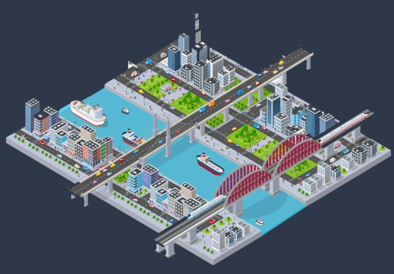 Digital Twin Cities - esempi di città reali e digitali | Illustrazione grafica che mostra un esempio di come può apparire graficamente una rappresentazione digitale di una città